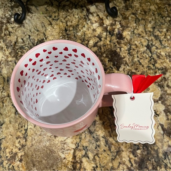 Sunday Morning ceramics More Amore Por Favor hearts interior coffee mug - NEW! - Picture 2 of 6